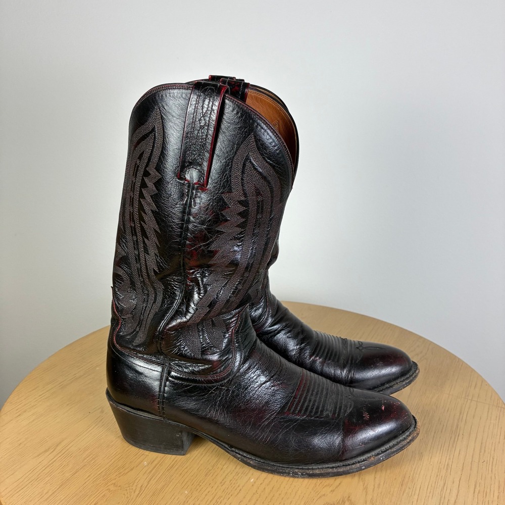 Lucchese 2000 Western Cowboy Boots Men's 10D Black Cherry Cowboy Boho Rodeo